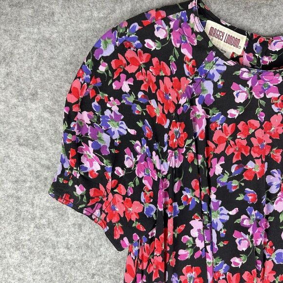 VTG Maggy London Maxi Dress Womens 6 Floral Prairie Romantic Y2K Whimsy Pockets - Picture 3 of 16